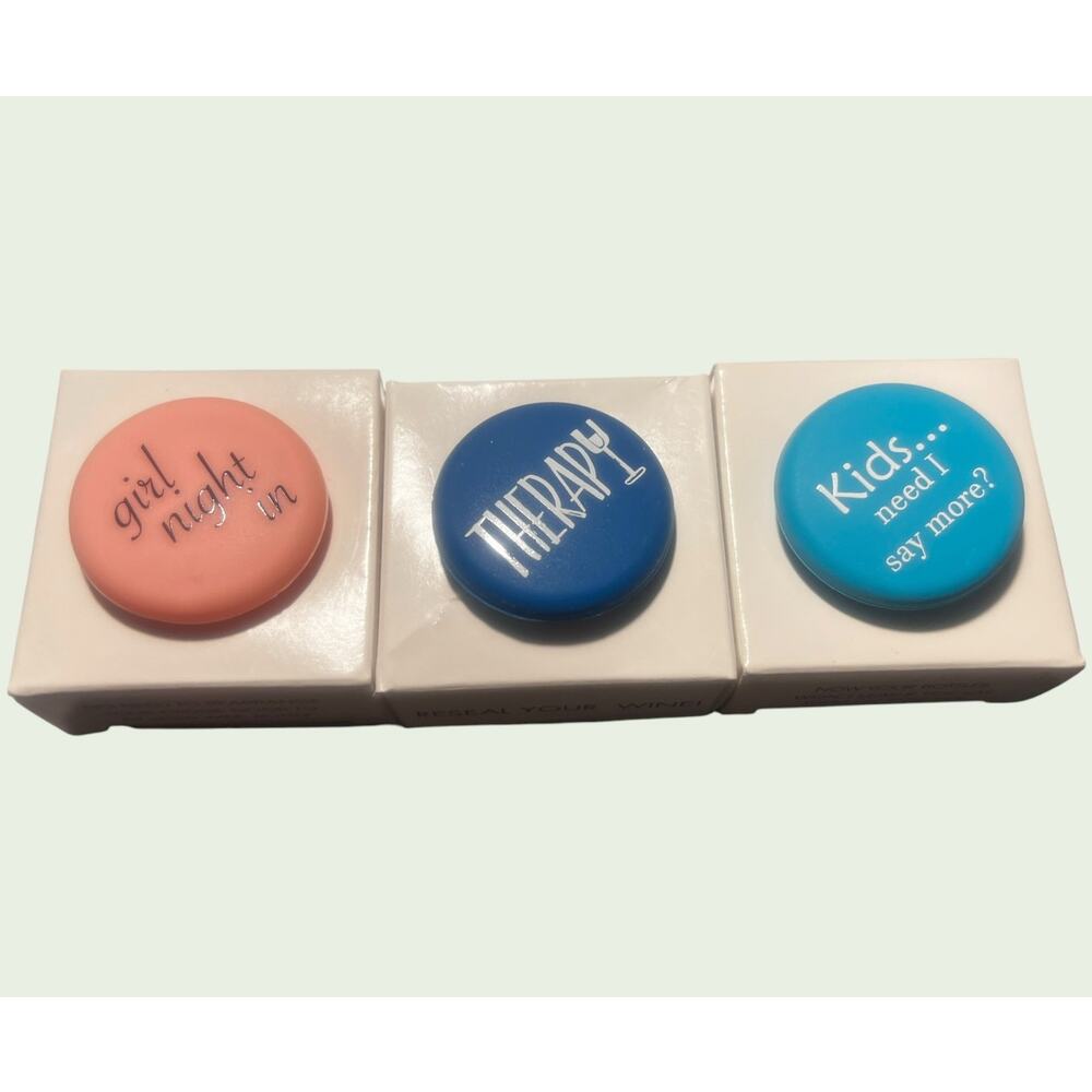 Capabunga Set of 3 Fun Wine Bottle Resealable Reusable Silicone Toppers NWB